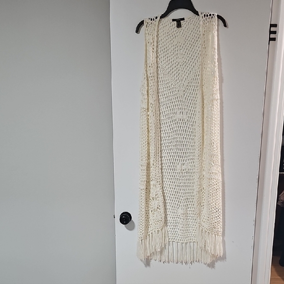 Forever 21 Ivory Knit Fringe Vest - Picture 1 of 4
